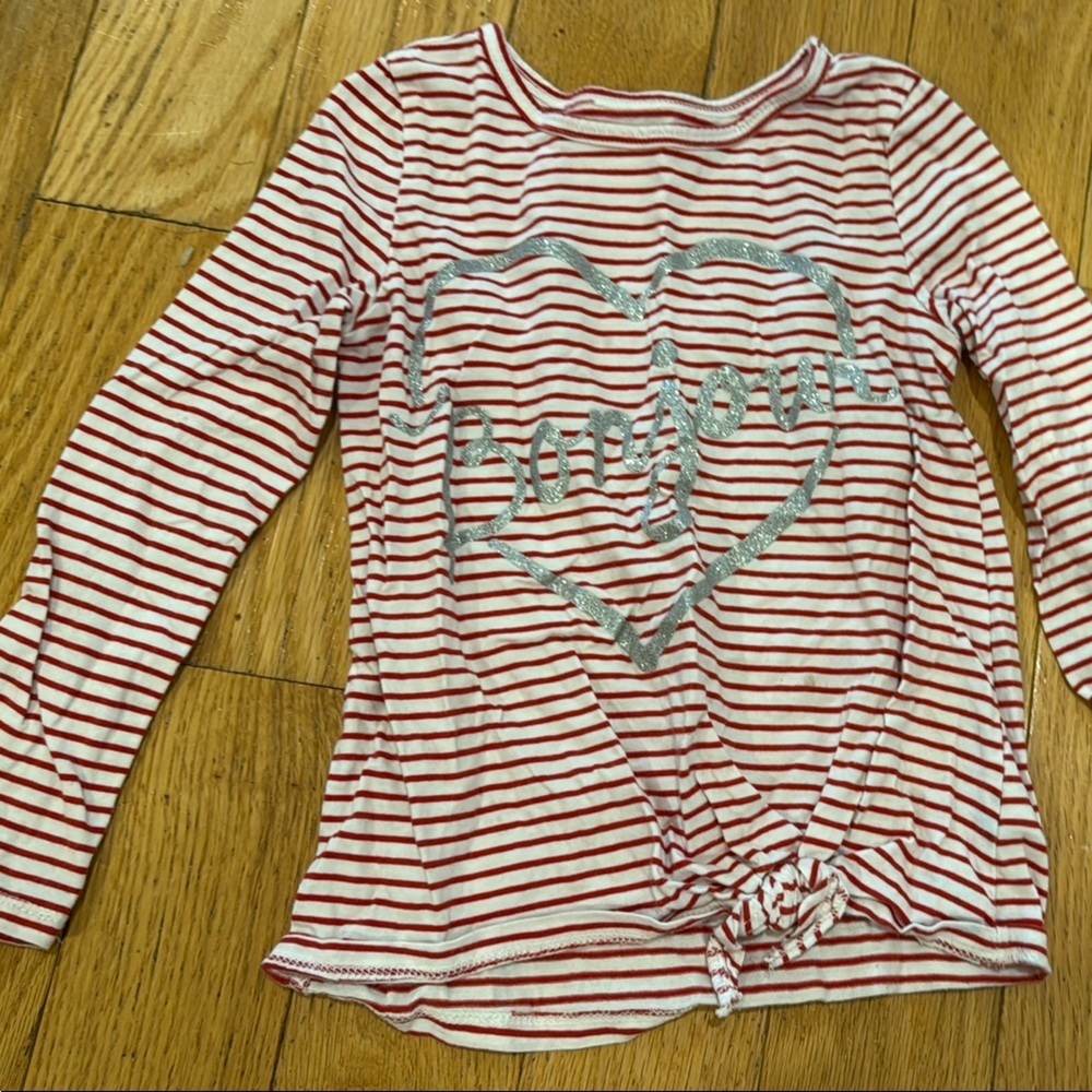 Carter's Red and White Striped Shirt with Silver Heart